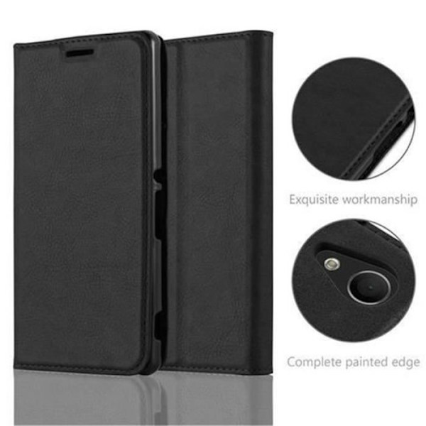 Sony Xperia M4 AQUA Fodral i NIGHT BLACK från Cadorabo (INVISIBLE MAGNETIC CLOSURE Design) Helt skyddsfodral med flipskydd