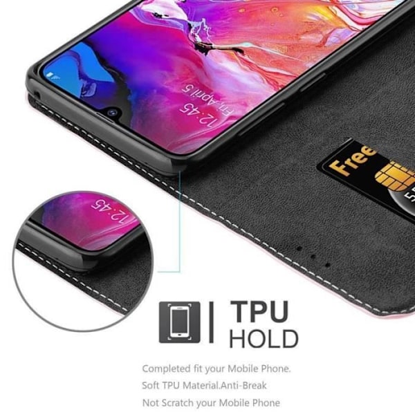 Plånboksfodral - CADORABO - Samsung Galaxy A70 - Läderimitation - Magnetisk stängning - Tvåfärgad design Svart