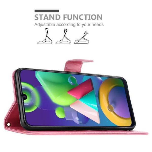 Coque för Samsung Galaxy M31 - CADORABO - Rosa Blommig - Syntetiskt Läder - Ställfunktion - Kortfack Rosa blommig