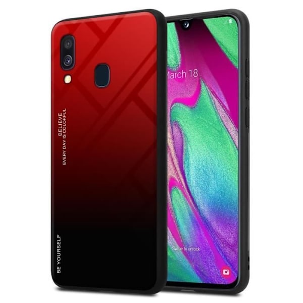 Coque - CADORABO - Samsung Galaxy A40 - RÖD - SVART - Halkskydd - Modernt design RÖD SVART