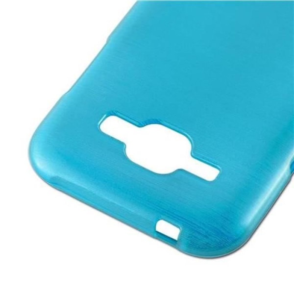 Samsung Galaxy J1 2015 (5) fodral i TURQUOISE från Cadorabo (BORSTAD METALL design) Ultramjukt silikongel TPU-fodral Turkos