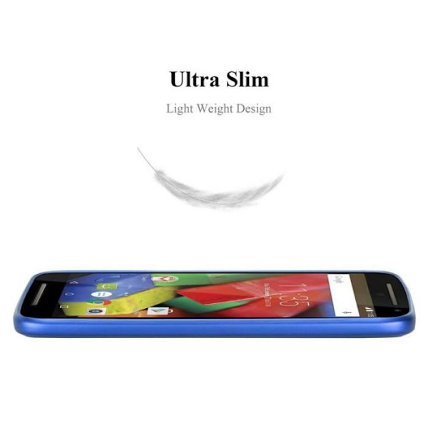 Cadorabo Fodral fungerar med Motorola MOTO G2 i METALLIC BLUE - Stötsäker och reptålig TPU silikonhölje - Ultra Slim