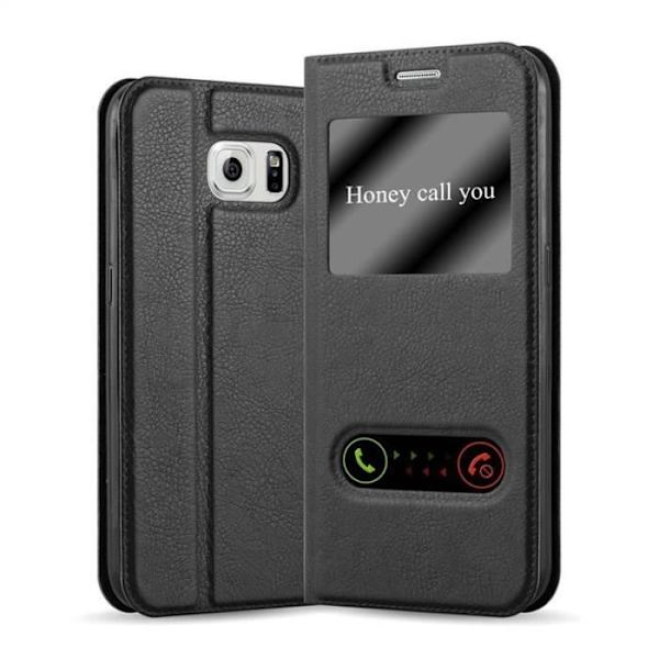 Cadorabo Fodral för Samsung Galaxy NOTE 5 i COMET BLACK - Skyddsfodral med horisontellt stativ och två fönster - View Case