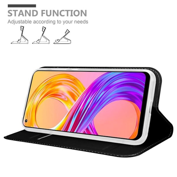 Coque för Realme 8 4G / 8 PRO Etui i CLASSY SVART Hölster Fodral Skydd med magnetisk stängning Plånbok Wallet Svart