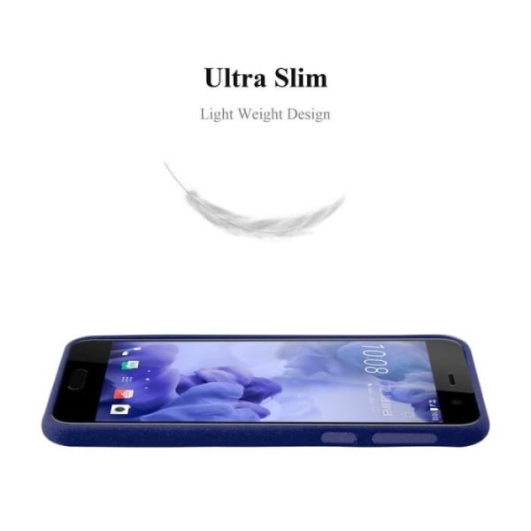 HTC U PLAY-fodral i DARK BLUE FROST av Cadorabo (FROST Design) Ultratunt mjukt silikongel TPU-fodral med anti-shockfodral