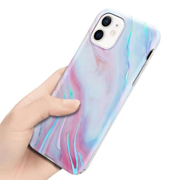 Skal för iPhone 12 / 12 PRO i Marmor Rosa Vit Nr. 15 Skyddsetui Vit