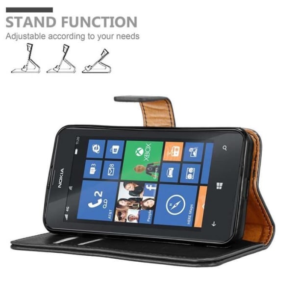 Skyddsfodral för Nokia Lumia 520/521 - CADORABO - Svart Onyx - Syntetläder - Ställfunktion - Fullständigt skydd Kolsvart
