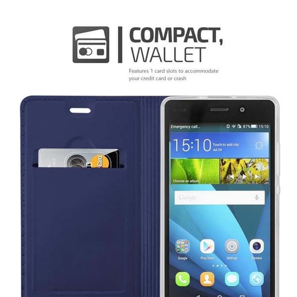 Fodral med lock för Huawei P8 LITE 2015 i MÖRKBLAU CLASSY Plånbok Stötsäker Blå