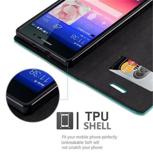 Huawei P7 Fodral i OIL TURQUOISE från Cadorabo (INVISIBLE MAGNETIC CLOSURE Design) Helt skyddsfodral med Flip Flip