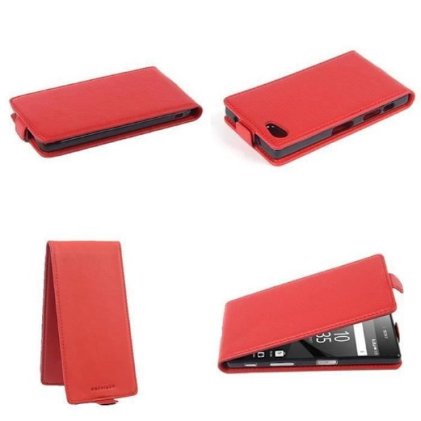 Coque - Cadorabo - Xperia Z5 PREMIUM - Similicuir - Röd körsbär - Flip med magnetstängning RÖDA KÖRSBÄR
