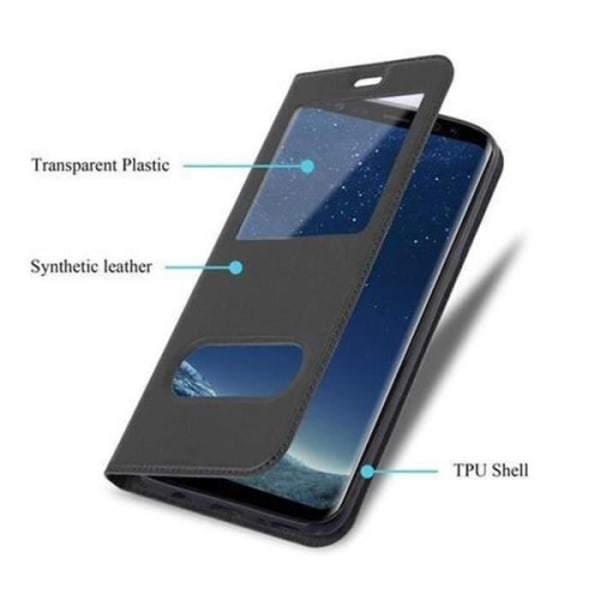 Samsung Galaxy S8 PLUS-fodral i COMET BLACK by Cadorabo (Design VIEW) Fullt skyddsfodral med flipskydd, stativ