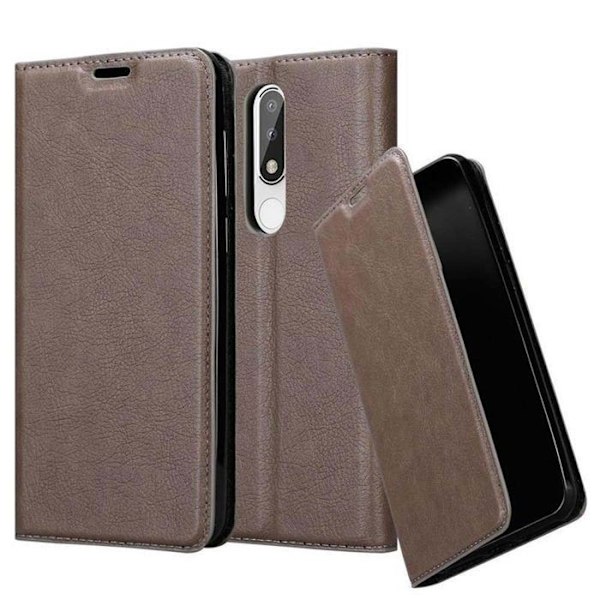 Coque för Nokia 5.1 PLUS / X5 Fodral i MÖRK BRUN Skyddsetui Plånboksfodral kastanj