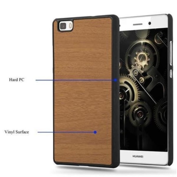 Huawei P8 LITE Fodral i WOODY BROWN från Cadorabo (WOODY Design) Ultratunt hårt plastfodral Styvt hårt fodral med anti-chock och Brun