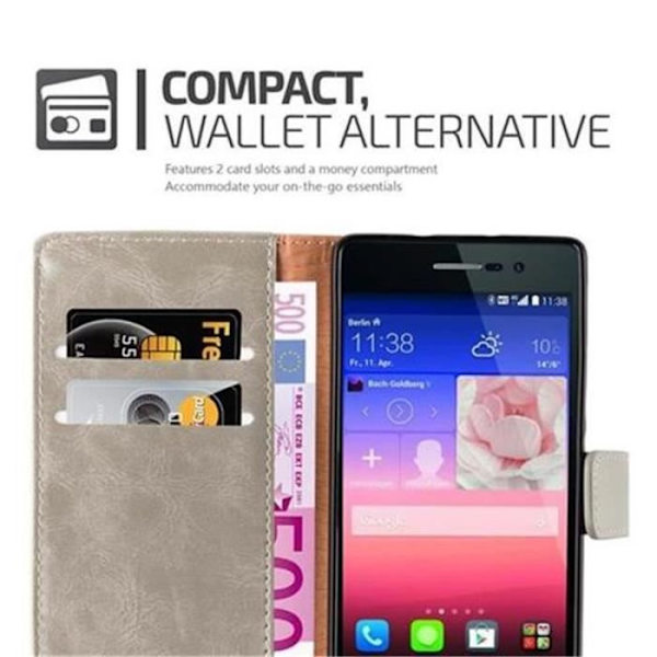 Cadorabo Huawei P7-fodral BRUN CAPPUCINO LYX Magnetisk skyddsfodral som stöder stativ och kortplats