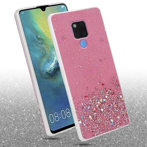 Coque - CADORABO - Huawei MATE 20 - Rosa - Paljetter - Skyddsilicon TPU Rosa