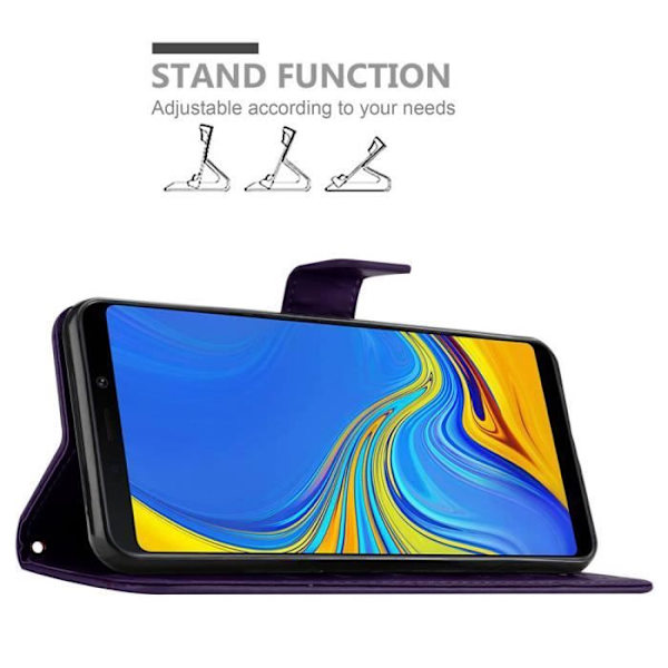 Coque - CADORABO - Samsung Galaxy A9 2018 - Blommig - Similskinn - Ställfunktion Mörk lila