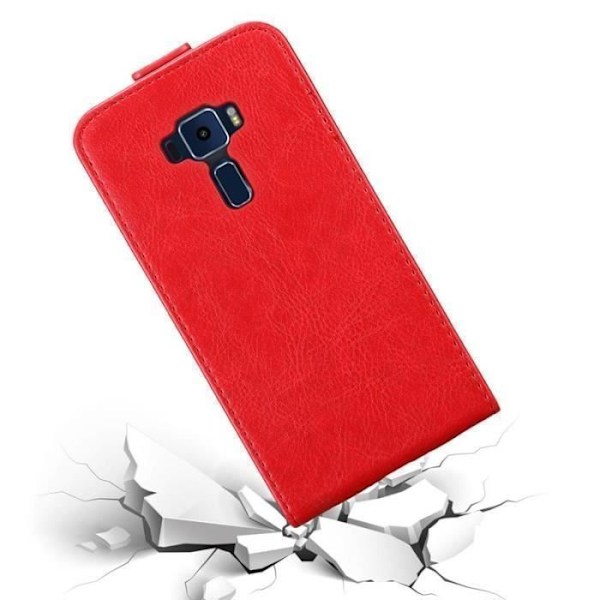 Flipfodral - CADORABO - Asus ZenFone 3 - Röd konstläder - Magnetisk stängning - Fullständigt skydd Röd