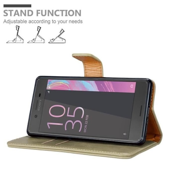 Fodral - CADORABO - Sony Xperia X - Brun konstläder - Stativfunktion - Kortfack kastanj