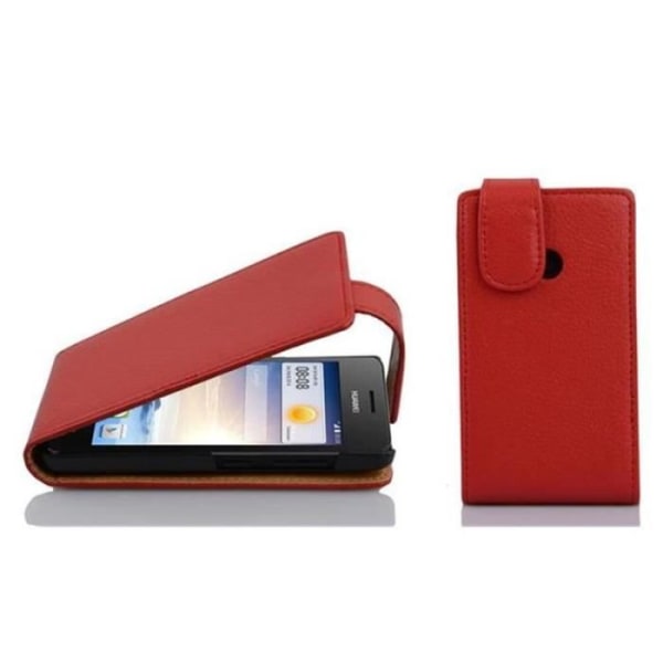 Cadorabo Fodral Huawei ASCEND Y330 DESIGN FLIP Style Fodral Fodral Fodral konstläder Struktur KÖRSBÄRSRÖD
