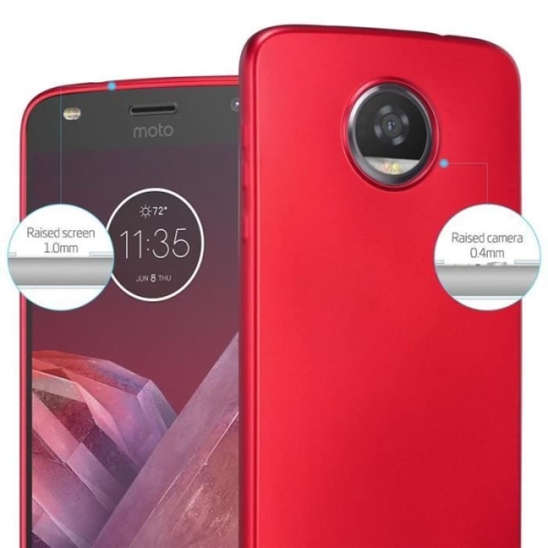 Cadorabo Fodral fungerar med Motorola MOTO Z2 i METALLIC RED - Stötsäker och reptålig TPU silikonhölje - Ultra Slim