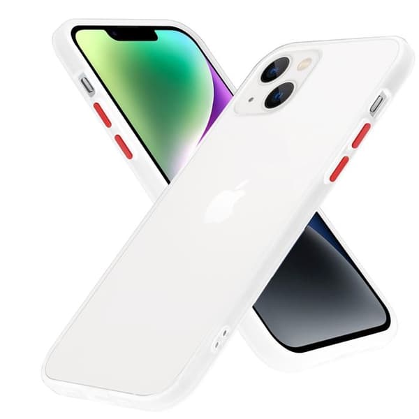 Transparent Frosted iPhone 14 PLUS-fodral - Röda knappar Stötskydd Vit