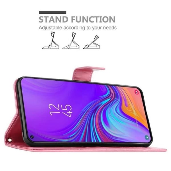 Fodral - CADORABO - Samsung Galaxy A8s - Blommigt konstläder - Magnetisk stängning - Praktiskt stöd Rosa