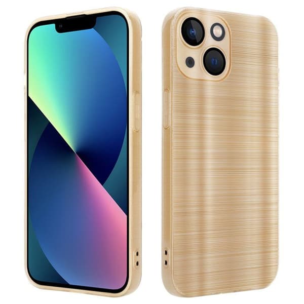 iPhone 14 PLUS Fodral Borstad Guld Kameraskydd Gul