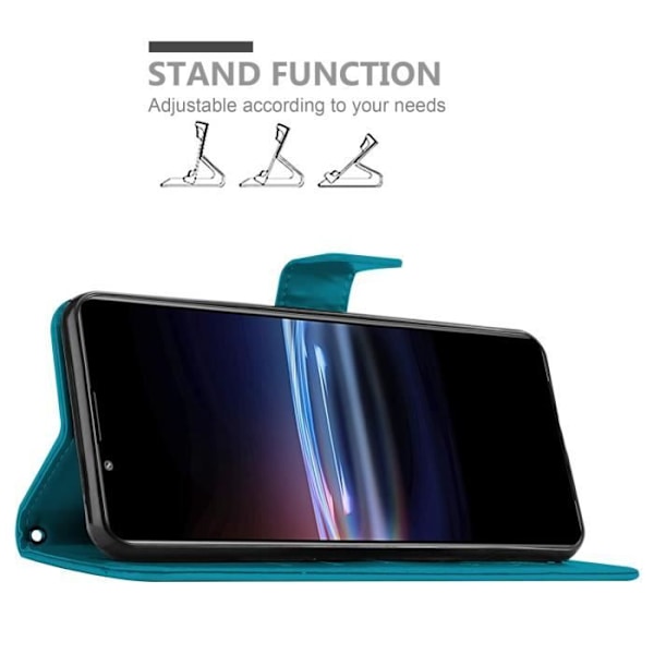 Fodral för Sony Xperia PRO-I - CADORABO - Blommigt fodral - Syntetläder - Ställfunktion - Fullständigt skydd BLOMMA BLÅ