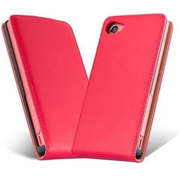 Cadorabo Coque Sony Xperia Z5 COMPACT DESIGN FLIP Stil Fodral Etui Housse i Slät Konstläder RÖD KIRSEBÄR