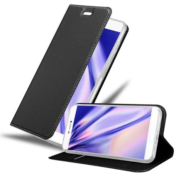 Etui för Huawei P8 - CADORABO - KLASSISK SVART - Skyddshölje - Magnetstängning - Ställfunktion KLASSIG SVART