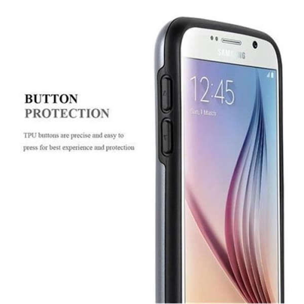 Cadorabo Fodral för Samsung Galaxy S6, SILVER ARMOR Design HYBRID TPU Gel Silicon Hard case