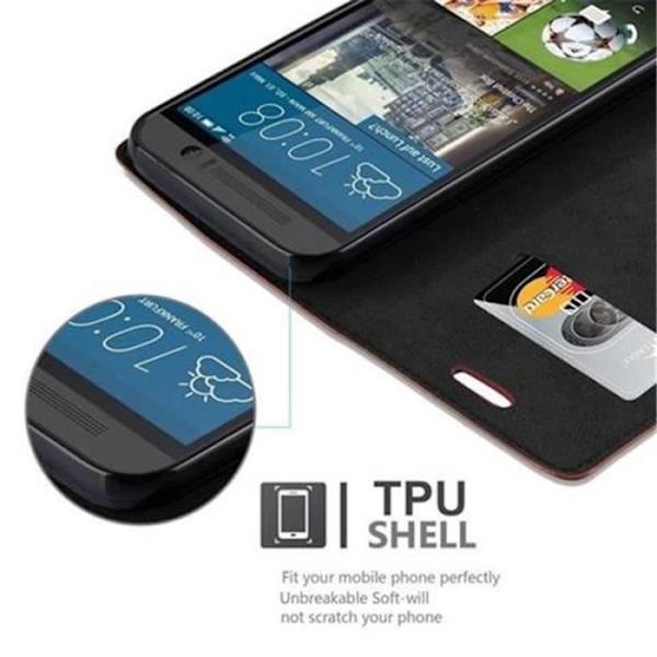 Cadorabo Fodral för HTC ONE M9 (3. Gen) MEDELBRUNT Osynlig magnetisk STÄNGNING Fodral Fodral stöder stativ och kortplats