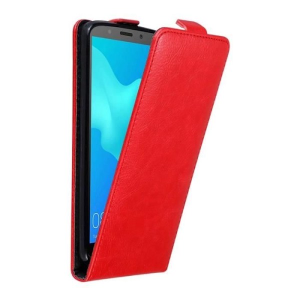 Coque - CADORABO - Huawei Y5 2018 - Syntetiskt läder - Röd - Magnetisk stängning Röd