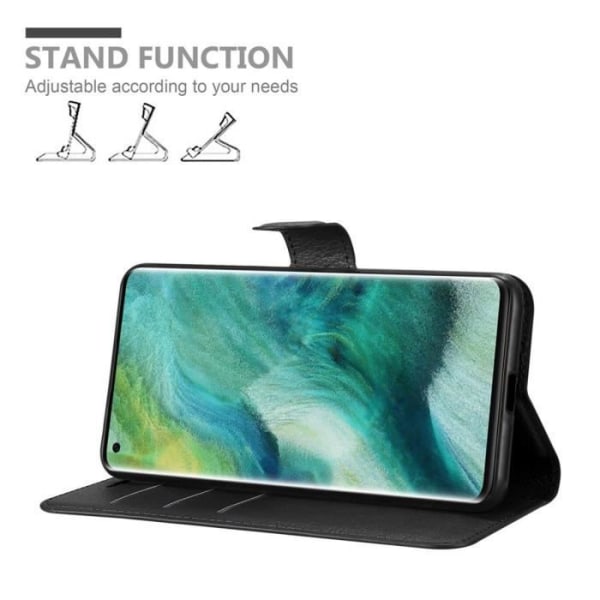 Coque - CADORABO - FIND X2 PRO - Similicuir Svart av Jais - Magnetisk Stängning - Ställfunktion Kolsvart