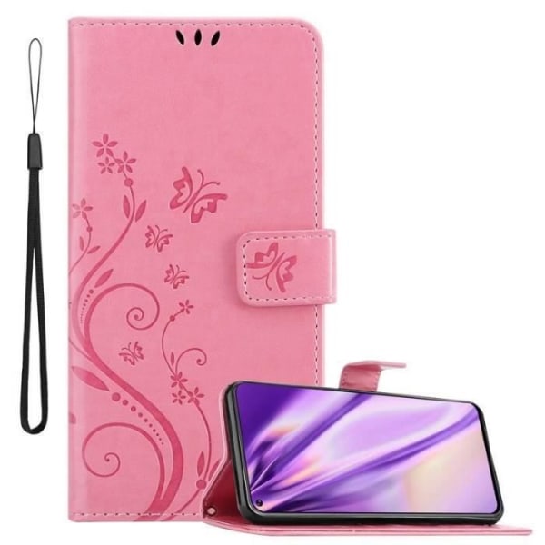 Fodral - CADORABO - Samsung Galaxy A8s - Blommigt konstläder - Magnetisk stängning - Praktiskt stöd Rosa