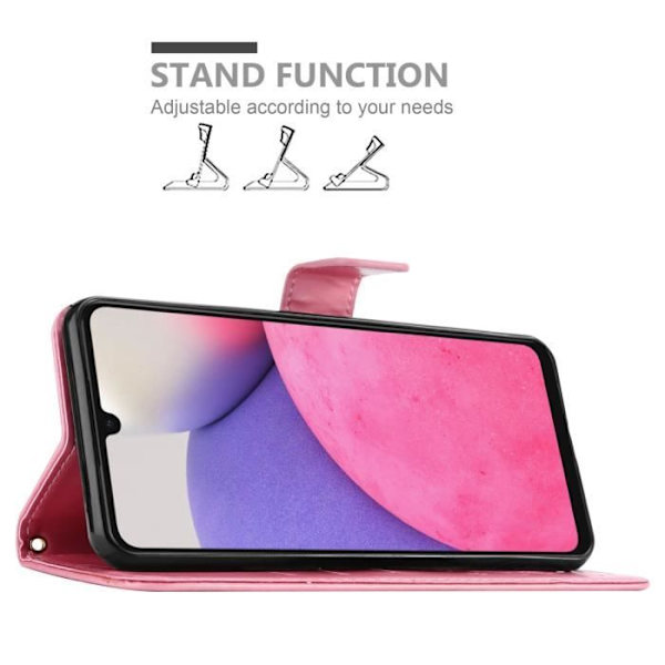 Coque - CADORABO - Samsung Galaxy A33 5G - Similicuir - Rosablommor - Plånbok med Ställning Rosa blommig