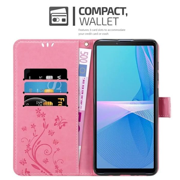 Skydd för Sony Xperia 10 III - CADORABO - Blommigt fodral - Konstläder - Ställfunktion - Fullständigt skydd Rosa blommig
