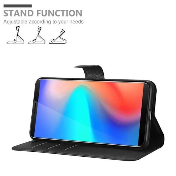 Fodral - CADORABO - Cubot J3 PRO - Läderimitation - Svart - Stativfunktion Svart