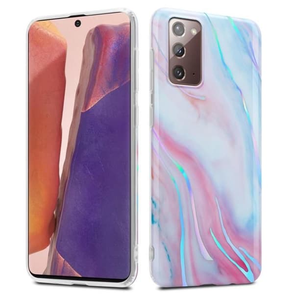 Skal för Samsung Galaxy NOTE 20 i Marmor Rosa Vit Nr. 15 Skyddsetui Vit
