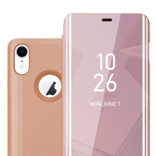 Cadorabo Fodral för Apple iPhone XR i KUNZIT ROSE Clear View Mirror Protection Cover 360 graders skydd