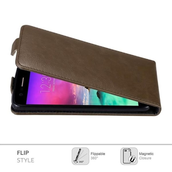 Coque - CADORABO - LG K10 2017 - Syntetiskt läder - Brun - Magnetisk stängning kastanj