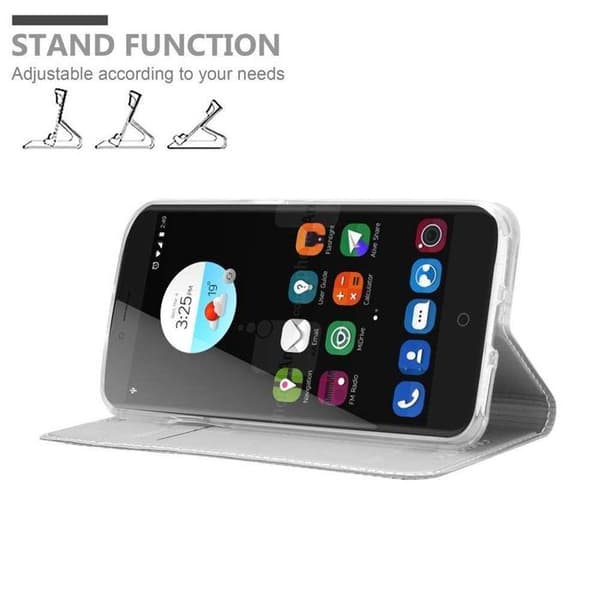 Fodral med lock för ZTE Blade V7 Plånbok i KLASSISK SILVER Stötsäker Grå
