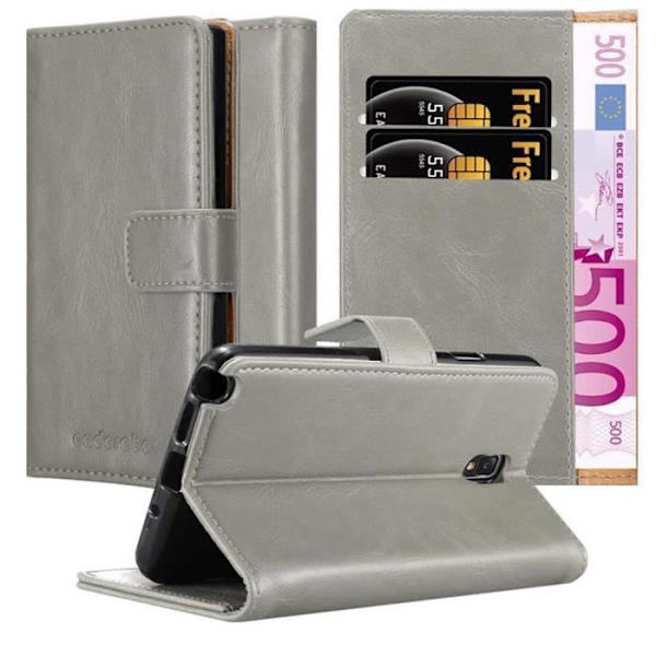 Fodral till Samsung Galaxy NOTE 3 NEO i BRUNT CAPPUCINO Cover Skyddsstativ funktion