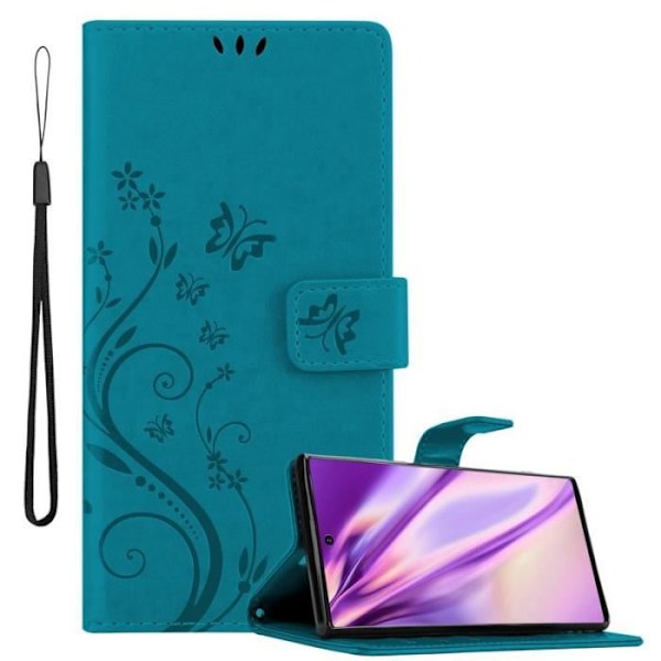 Cadorabo Fodral för Samsung Galaxy NOTE 10 i blått - blommönster Blå