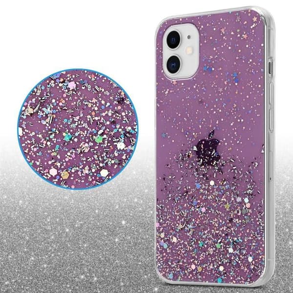 iPhone 11 PRO Skal Lila med Glitter Skydd Design Glittrig Violett