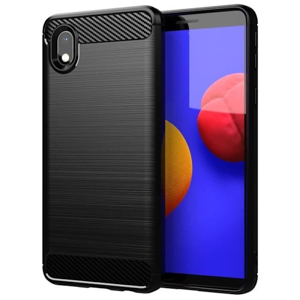 Etui för Samsung Galaxy A10e/A20e - CADORABO - Borstad Svart - Silikon TPU - Lätt skydd - Kolfiberdesign Borstad svart