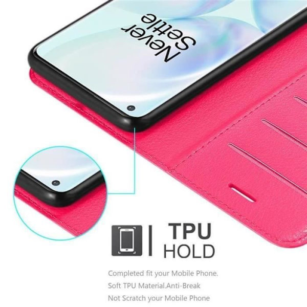 Coque - CADORABO - Oneplus 8 Pro - Similicuir - Rose - Ställningsfunktion Rosa