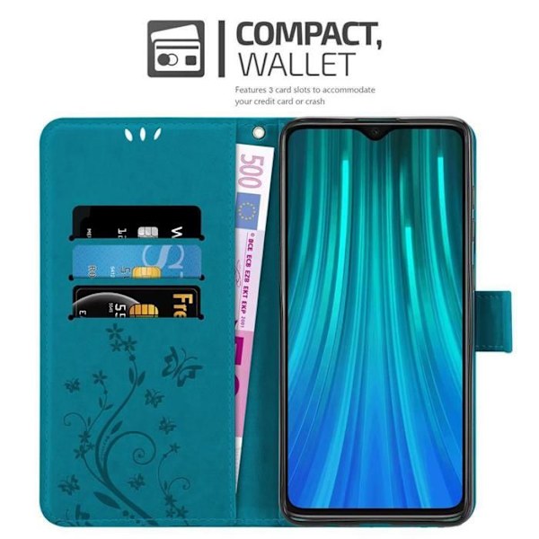 Coque för Xiaomi RedMi NOTE 8 PRO Fodral i BLÅ BLOMMIG Smartphoneväska Skyddande Blommigt Plånboksfodral Blå