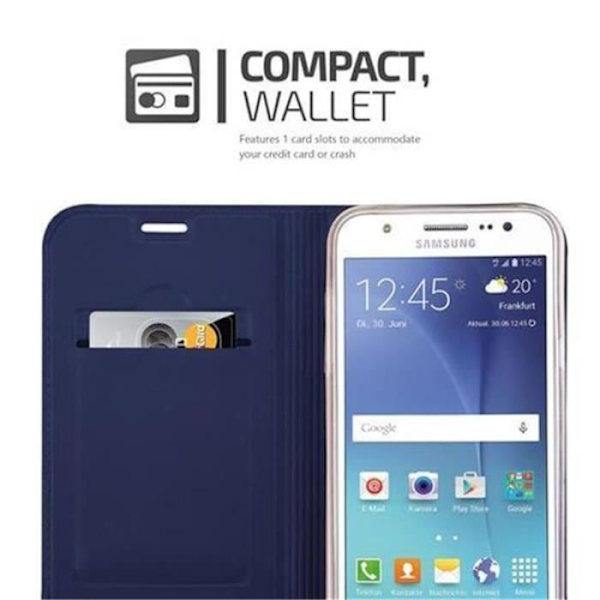 Samsung Galaxy J5 2015 (5) Fodral i KLASSIG MÖRKBLÅT från Cadorabo (METALLIC MATT Design) Helt skyddsfodral med flipflik