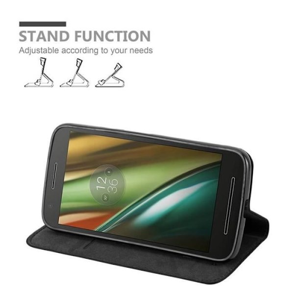 Lenovo (Motorola) MOTO E3 Fodral i NIGHT BLACK från Cadorabo (INVISIBLE MAGNETIC CLOSURE Design) Fullt skyddsfodral med